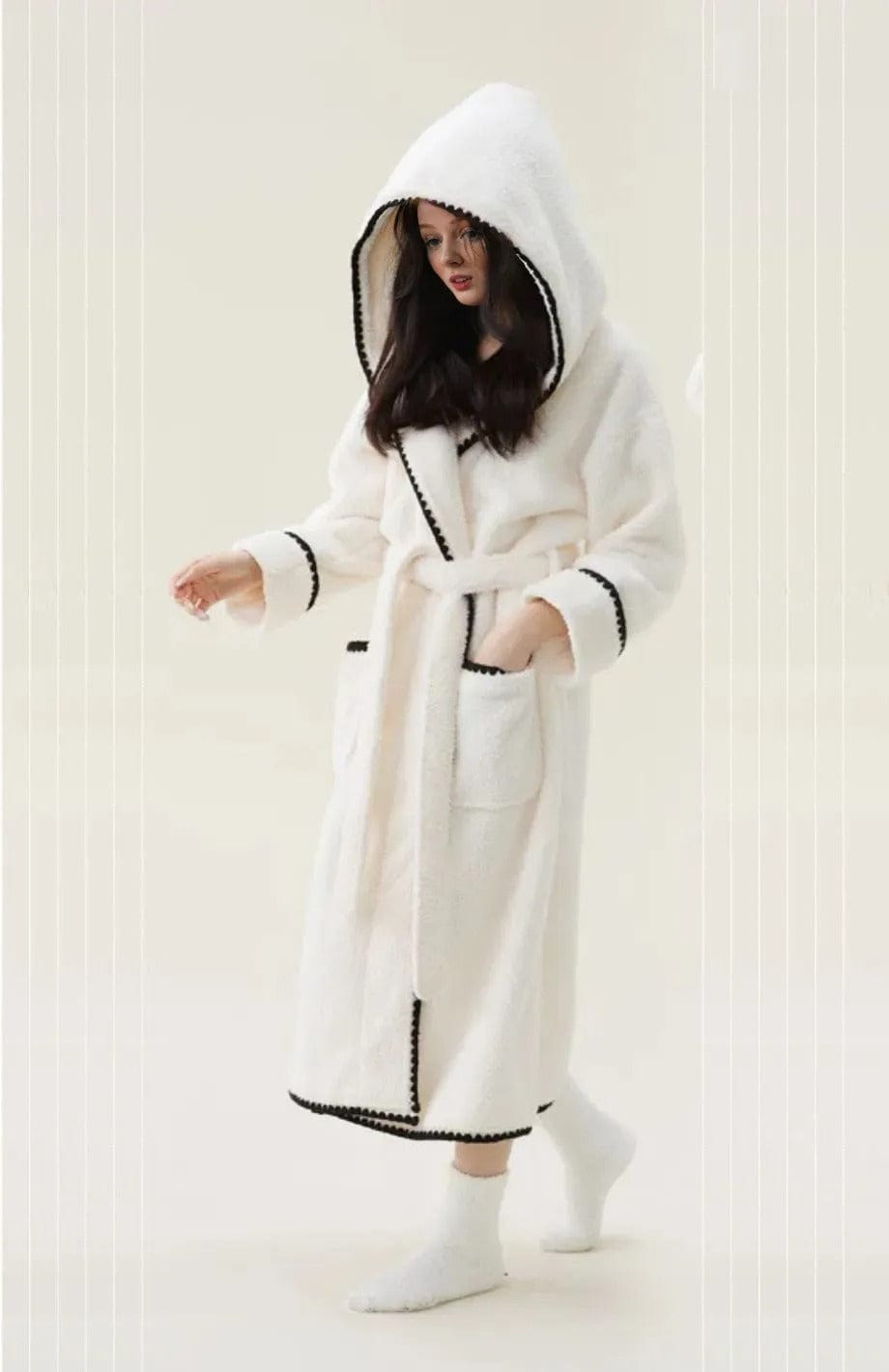 Peignoir De Bain Femme Capuche | POLAIRE studio® BLANC / M
