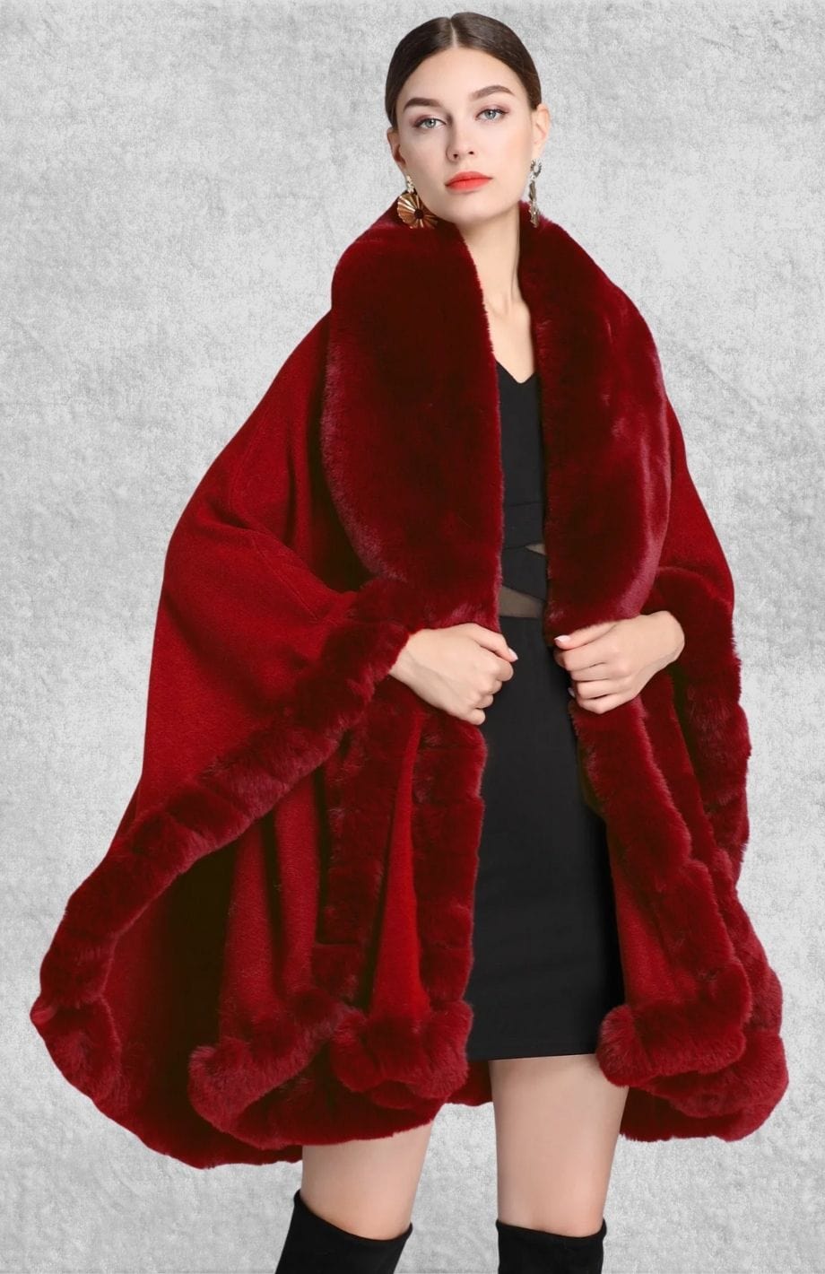 Poncho Plaid Polaire Femme | Polaire Studio ROUGE / TAILLE UNIQUE