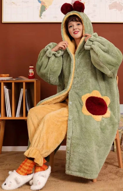 Peignoir Capuche Polaire Femme | POLAIRE studio® VERT / M