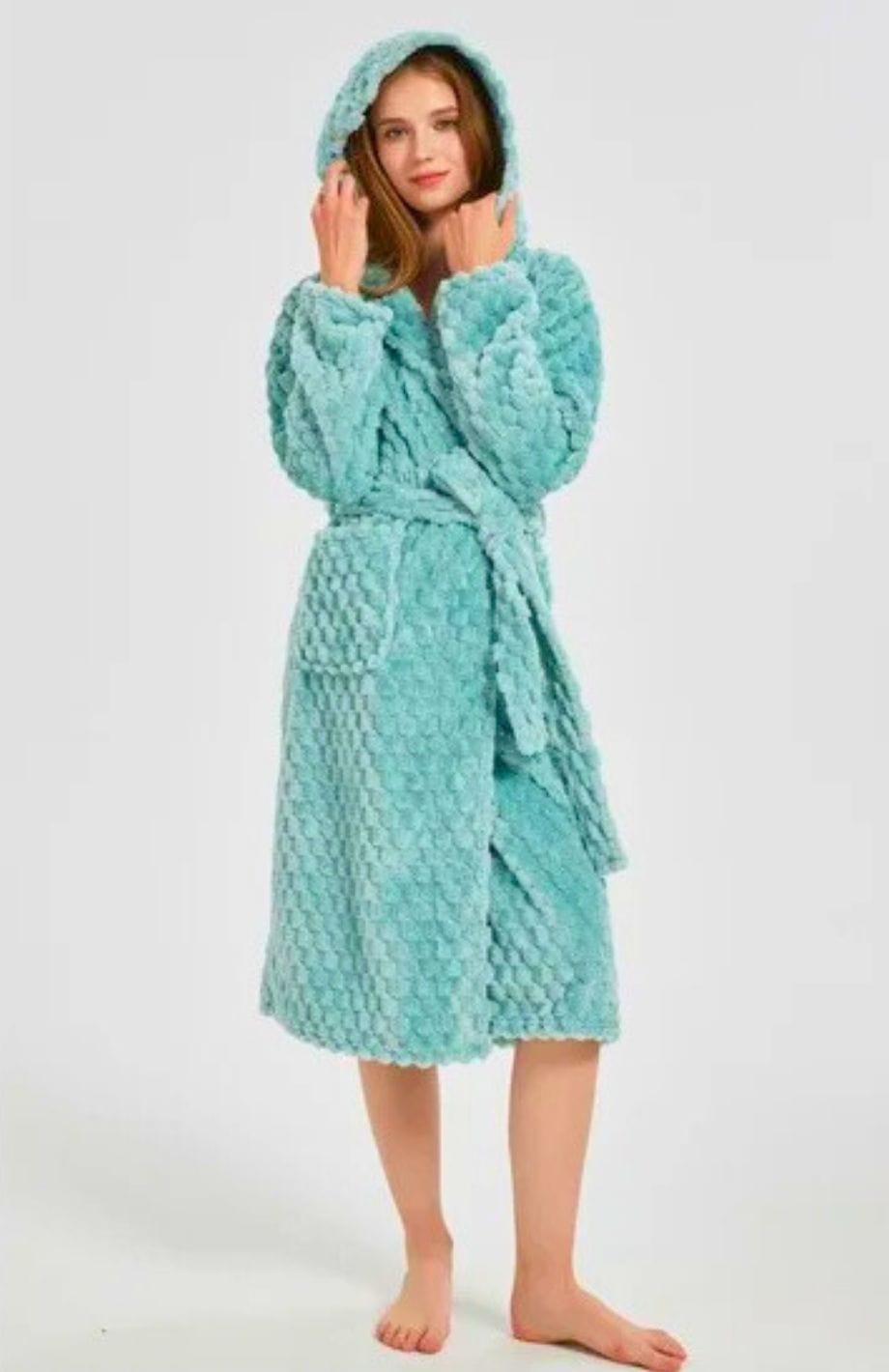 Peignoir Court Femme Polaire | POLAIRE studio® VERT / M