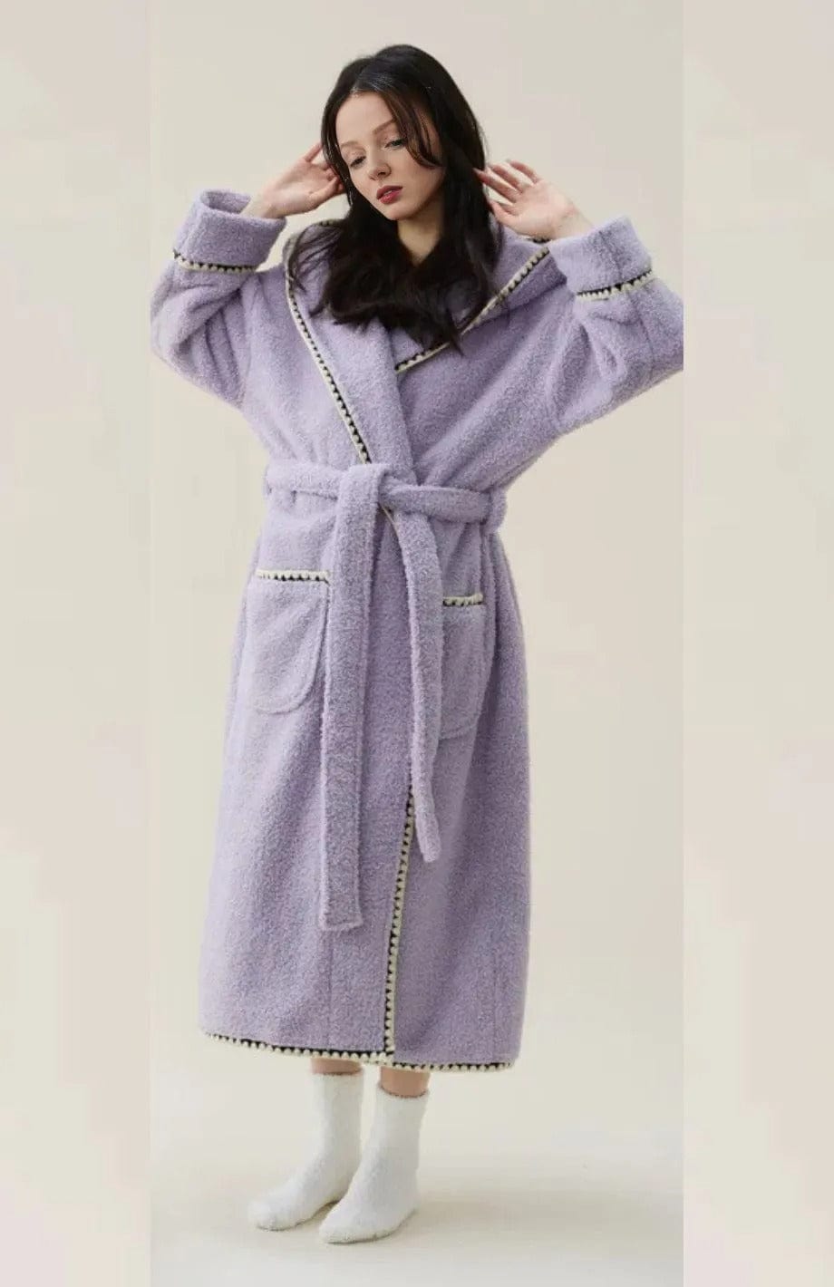 Peignoir De Bain Femme Capuche | POLAIRE studio® VIOLET / M