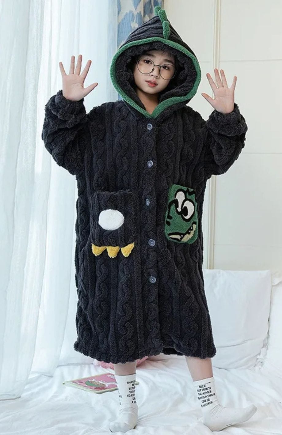 Peignoir Garçon Polaire | POLAIRE studio® NOIR / S(145-155cm