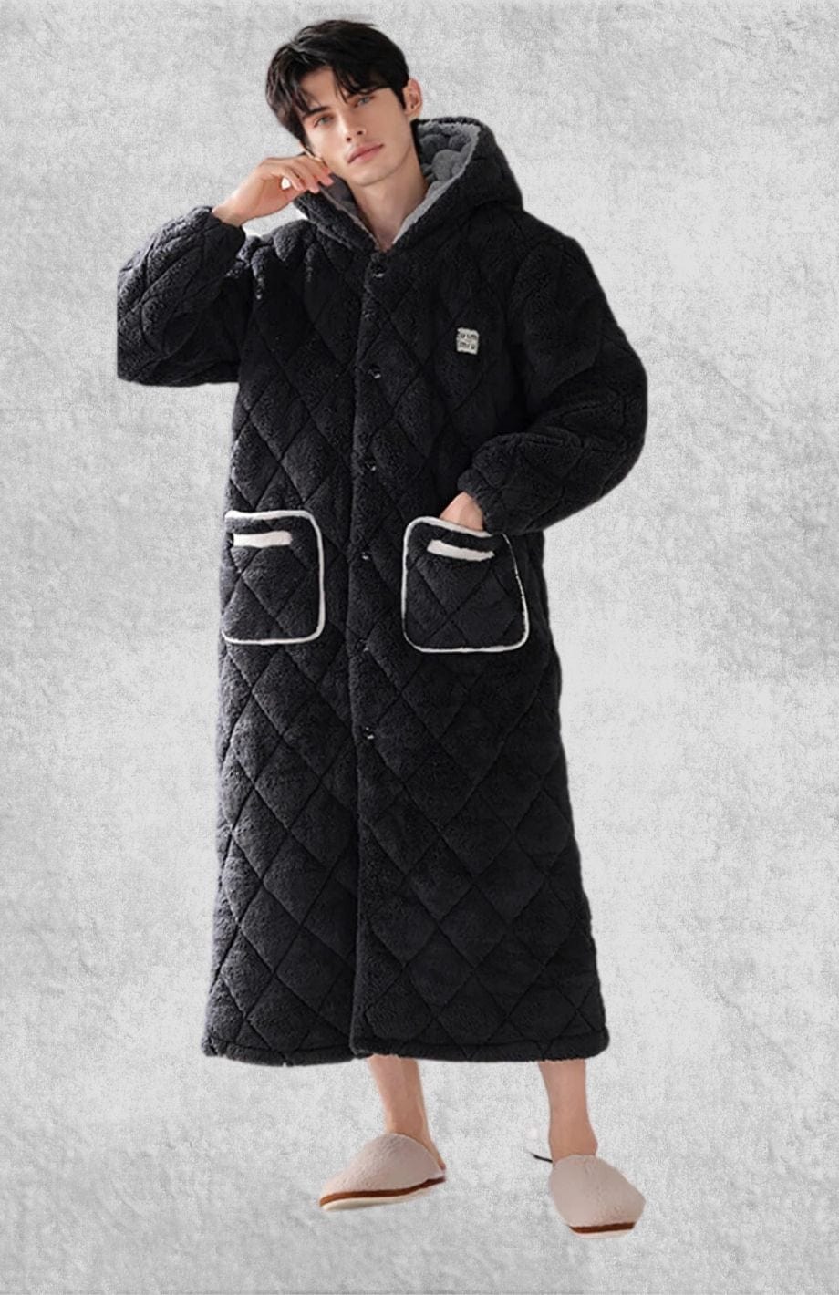 Peignoir Homme Polaire Chaud | Polaire Studio GRIS FONCÉ / L