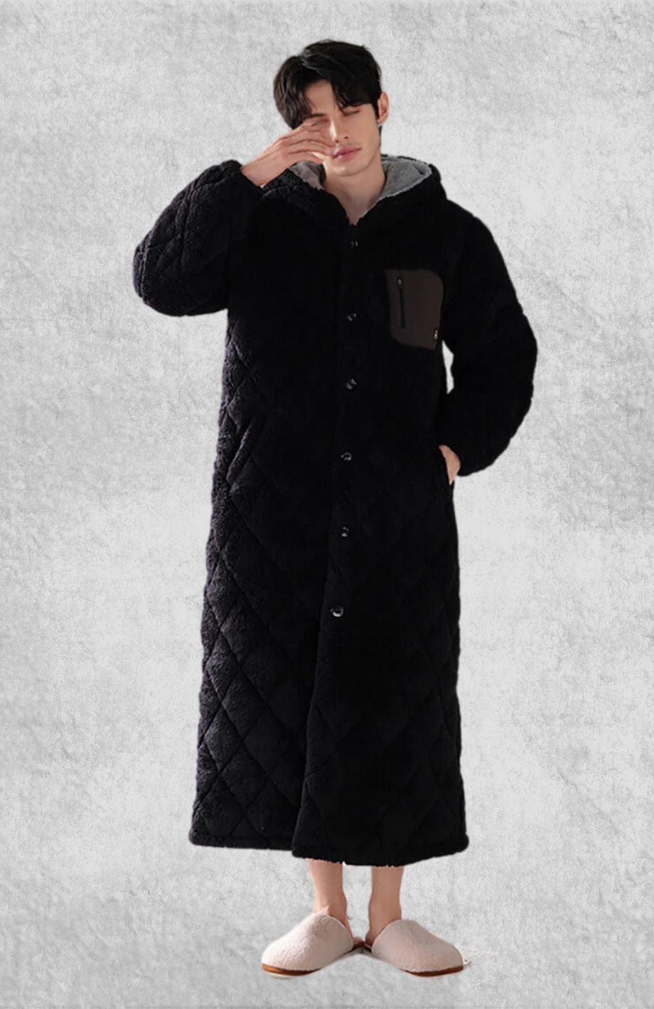 Peignoir Homme Polaire Chaud | Polaire Studio NOIR / L