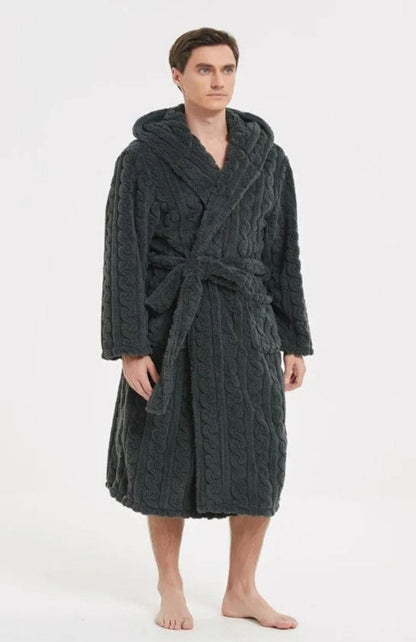 Peignoir Homme Polaire Long | POLAIRE studio® GRIS FONCÉ / M