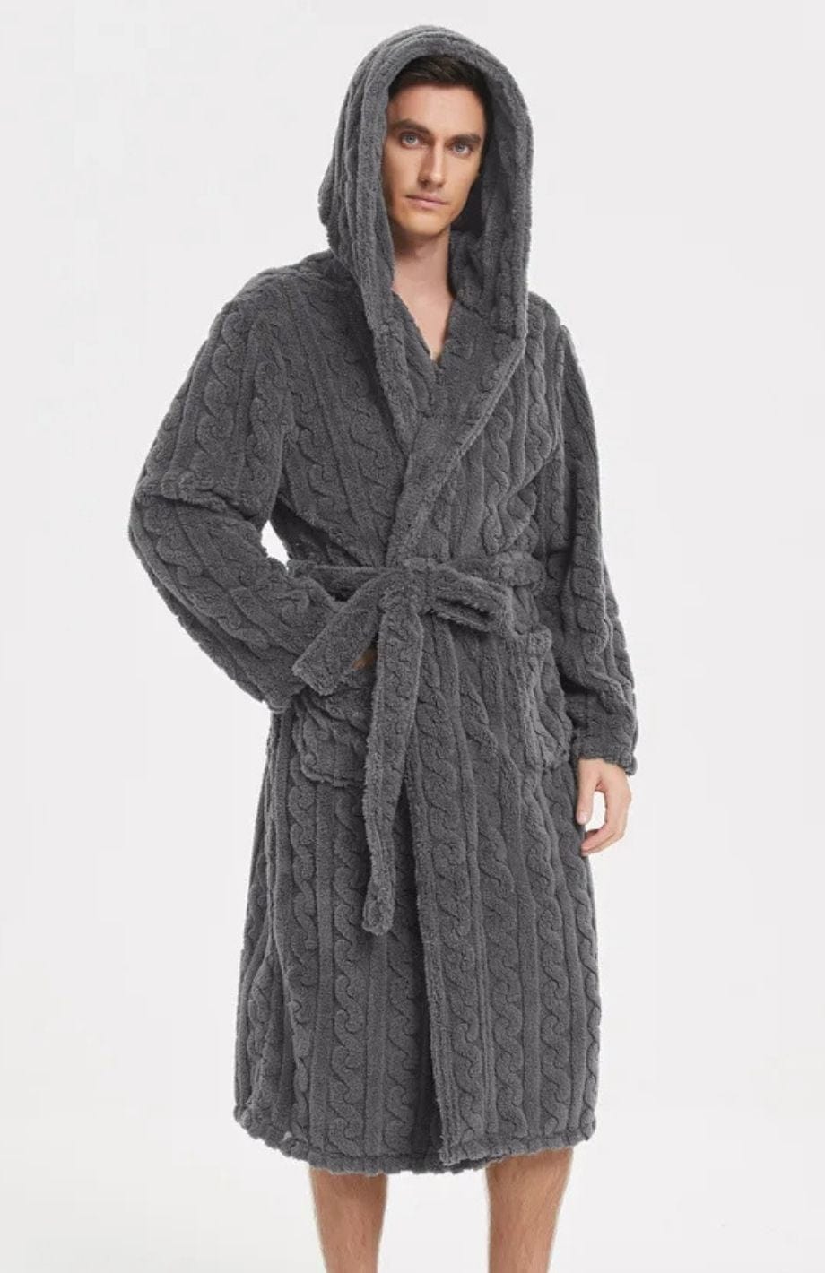 Peignoir Homme Polaire Long | POLAIRE studio® GRIS / M