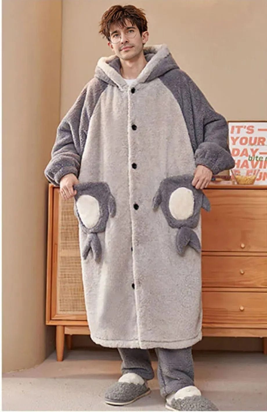 Peignoir Polaire Ado Garçon | POLAIRE studio® GRIS CLAIR / L