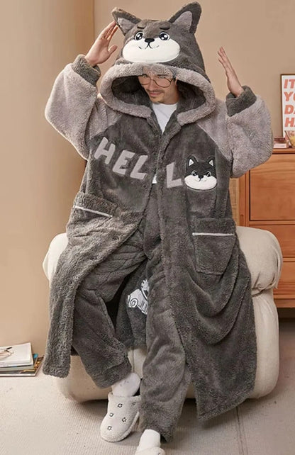 Peignoir Polaire Ado Garçon | POLAIRE studio® GRIS FONCÉ / L