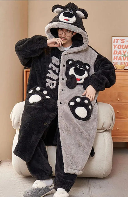 Peignoir Polaire Ado Garçon | POLAIRE studio® NOIR GRIS / L