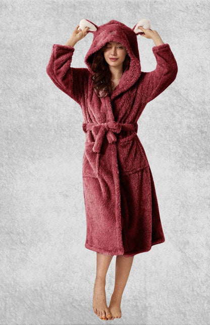 Peignoir Polaire Chaud Femme | Polaire Studio ROUGE BORDEAUX / S