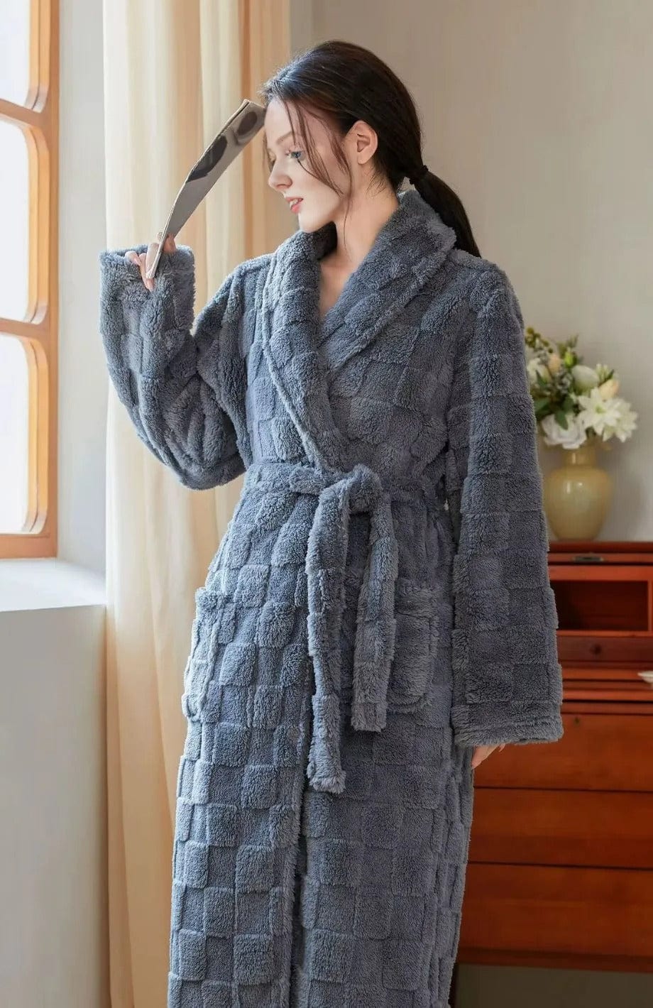 Peignoir Polaire Fille | POLAIRE studio® GRIS / M