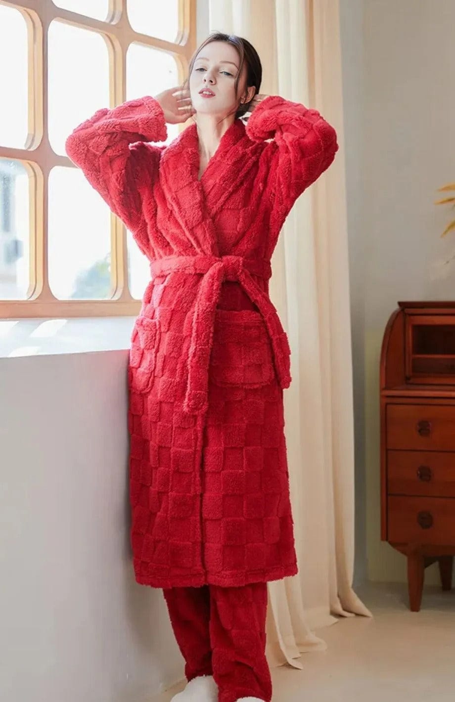 Peignoir Polaire Fille | POLAIRE studio® ROUGE / M