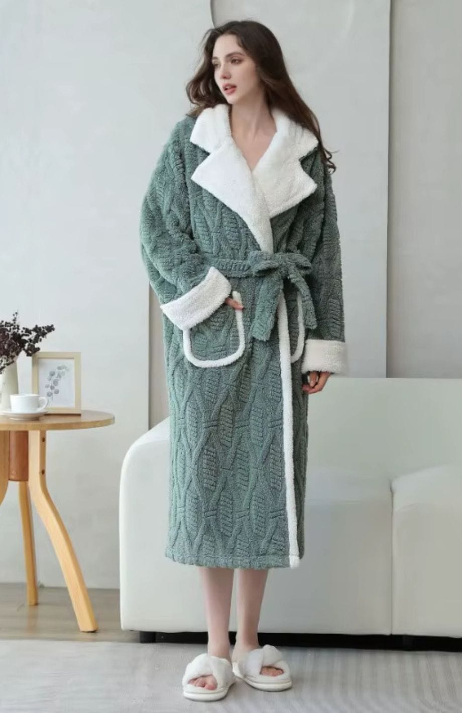 Peignoir Polaire Longue Femme | POLAIRE studio® VERT / M