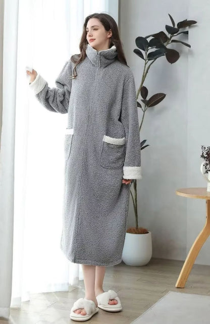 Peignoir Polaire Zippé Femme | POLAIRE studio® GRIS / M