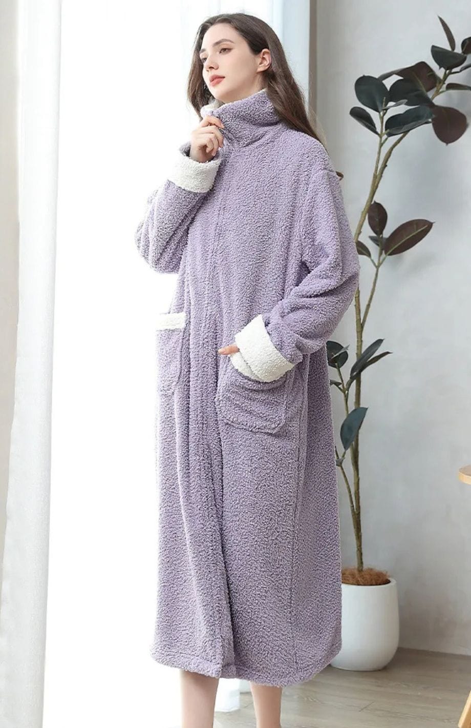 Peignoir Polaire Zippé Femme | POLAIRE studio® VIOLET / L