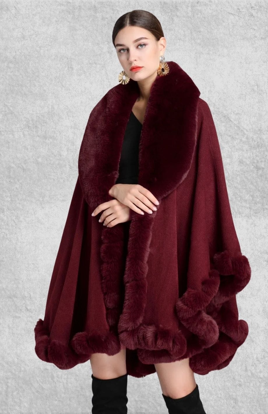 Poncho Plaid Polaire Femme | Polaire Studio BORDEAUX / TAILLE UNIQUE