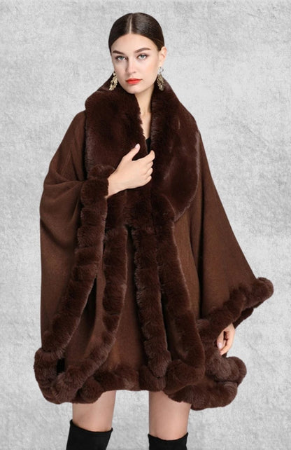 Poncho Plaid Polaire Femme | Polaire Studio CAFÉ / TAILLE UNIQUE