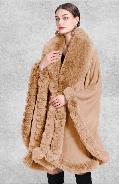 Poncho Plaid Polaire Femme | Polaire Studio CARAMEL / TAILLE UNIQUE