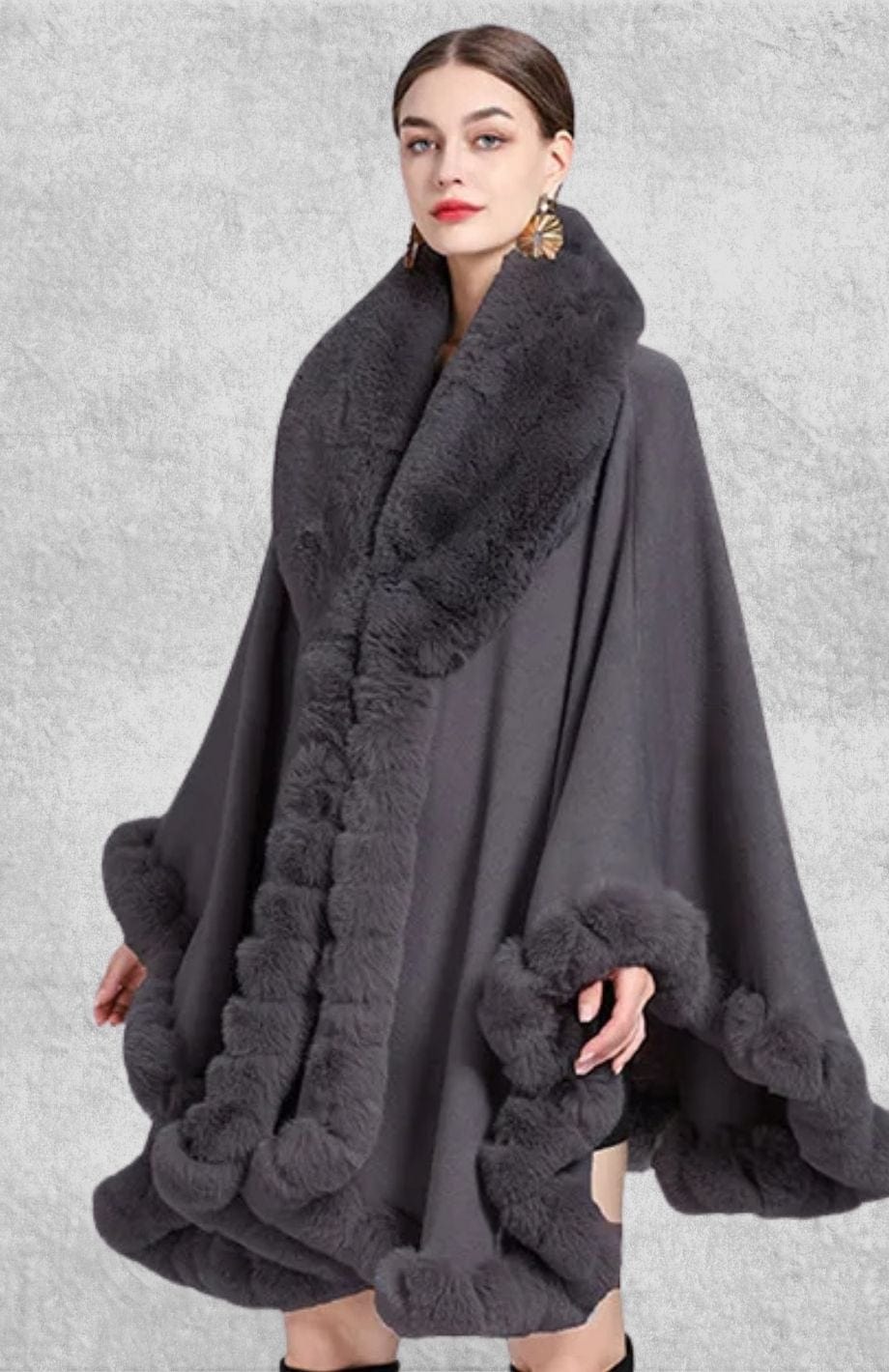 Poncho Plaid Polaire Femme | Polaire Studio GRIS FONCÉ / TAILLE UNIQUE