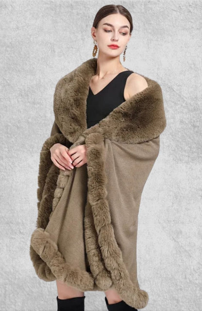 Poncho Plaid Polaire Femme | Polaire Studio KAKI / TAILLE UNIQUE