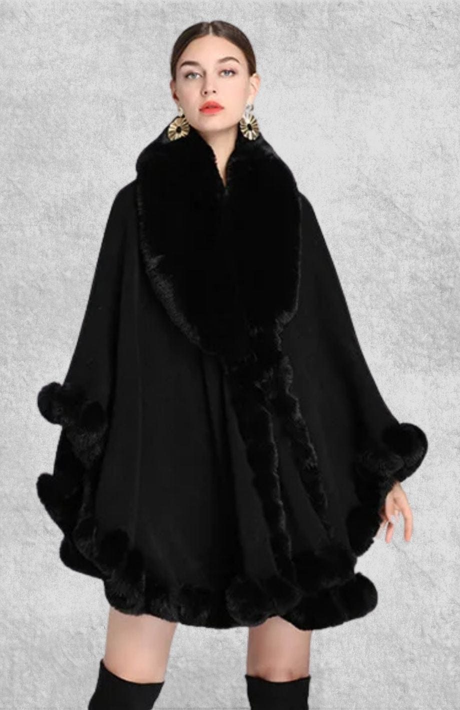 Poncho Plaid Polaire Femme | Polaire Studio NOIR / TAILLE UNIQUE