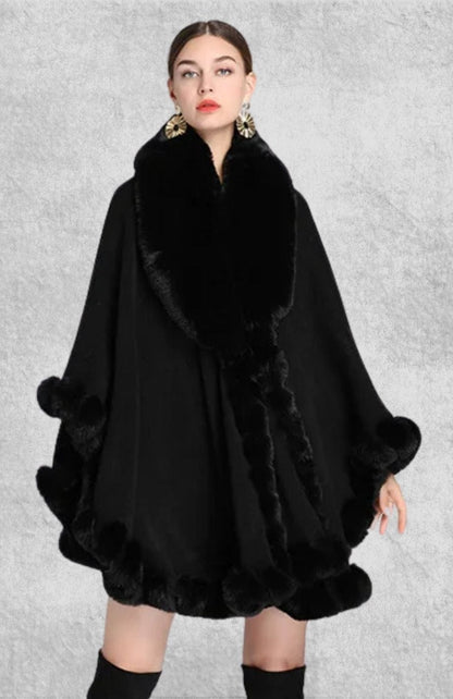 Poncho Plaid Polaire Femme | Polaire Studio NOIR / TAILLE UNIQUE