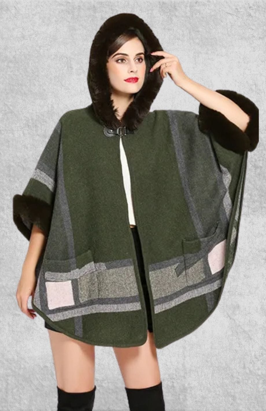 Poncho Polaire Ado | Polaire Studio VERT OLIVE / TAILLE UNIQUE