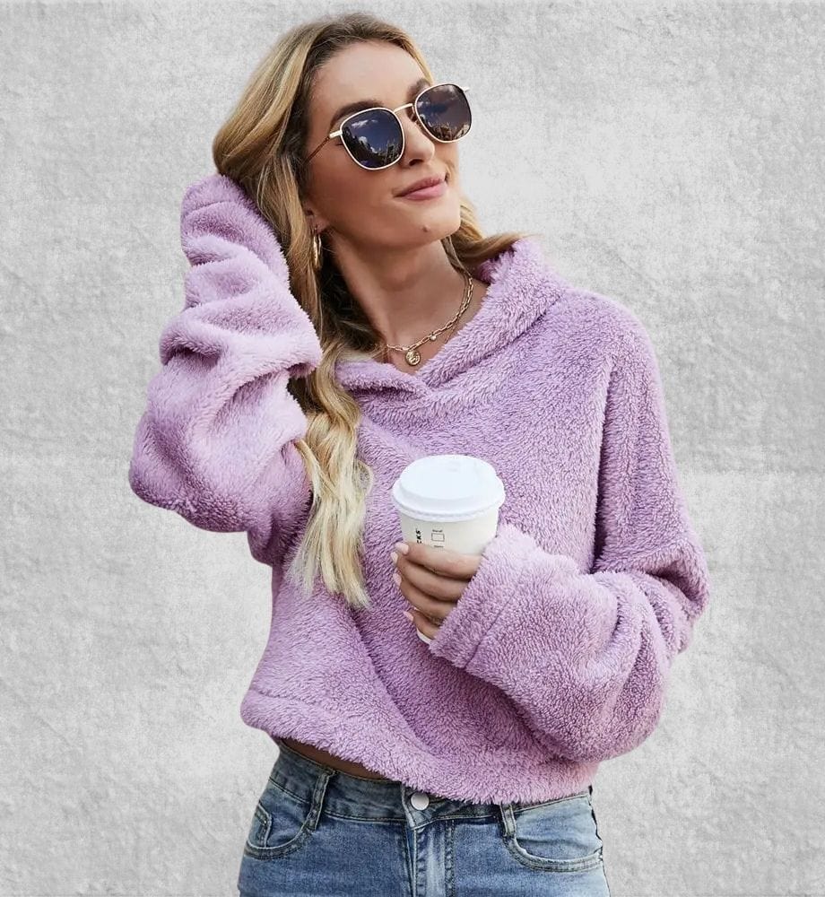Pull Capuche Polaire Femme | Polaire Studio VIOLET / S