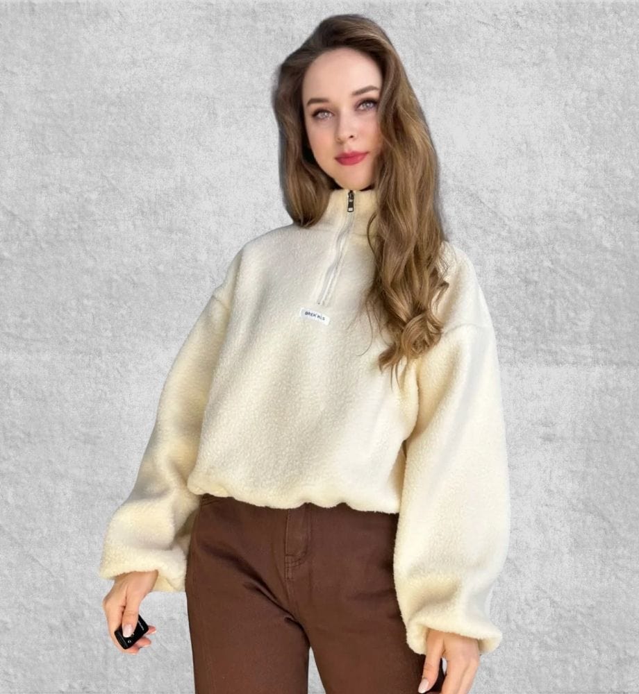 Pull Polaire Zippé Femme | Polaire Studio BLANC / M