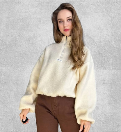 Pull Polaire Zippé Femme | Polaire Studio BLANC / M