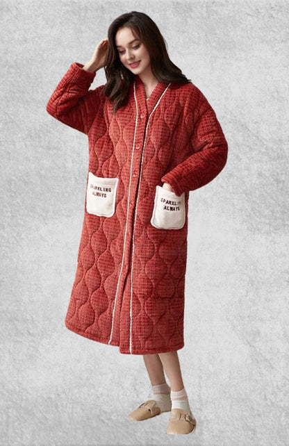 Robe De Chambre Femme Luxe Polaire | Polaire Studio ROUGE / M