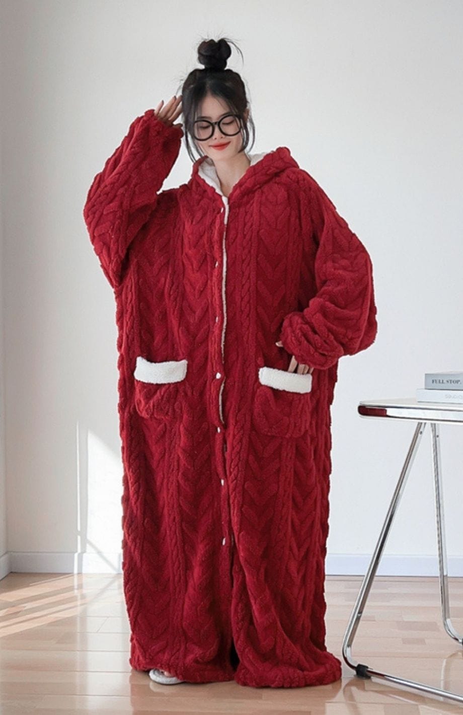 Robe De Chambre Femme Polaire Longue Grande Taille | POLAIRE studio® ROUGE / 4XL