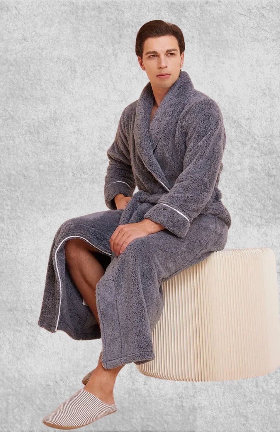 Robe De Chambre Homme En Laine Polaire | Polaire Studio GRIS FONCÉ / M(40-65kg)
