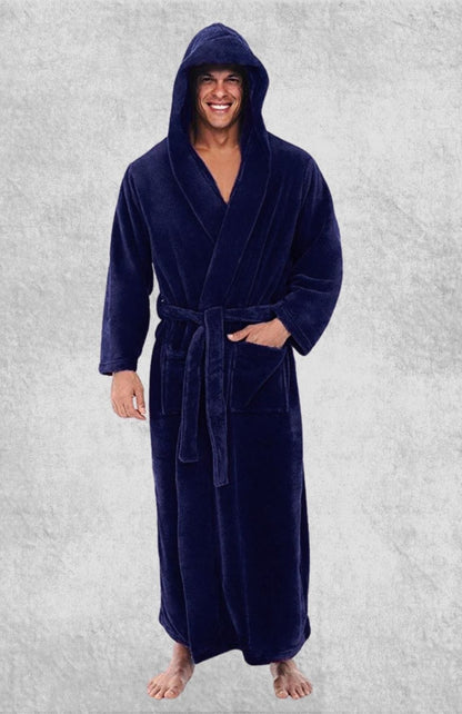 Robe De Chambre Homme Polaire Capuche | Polaire Studio BLEU MARINE / S