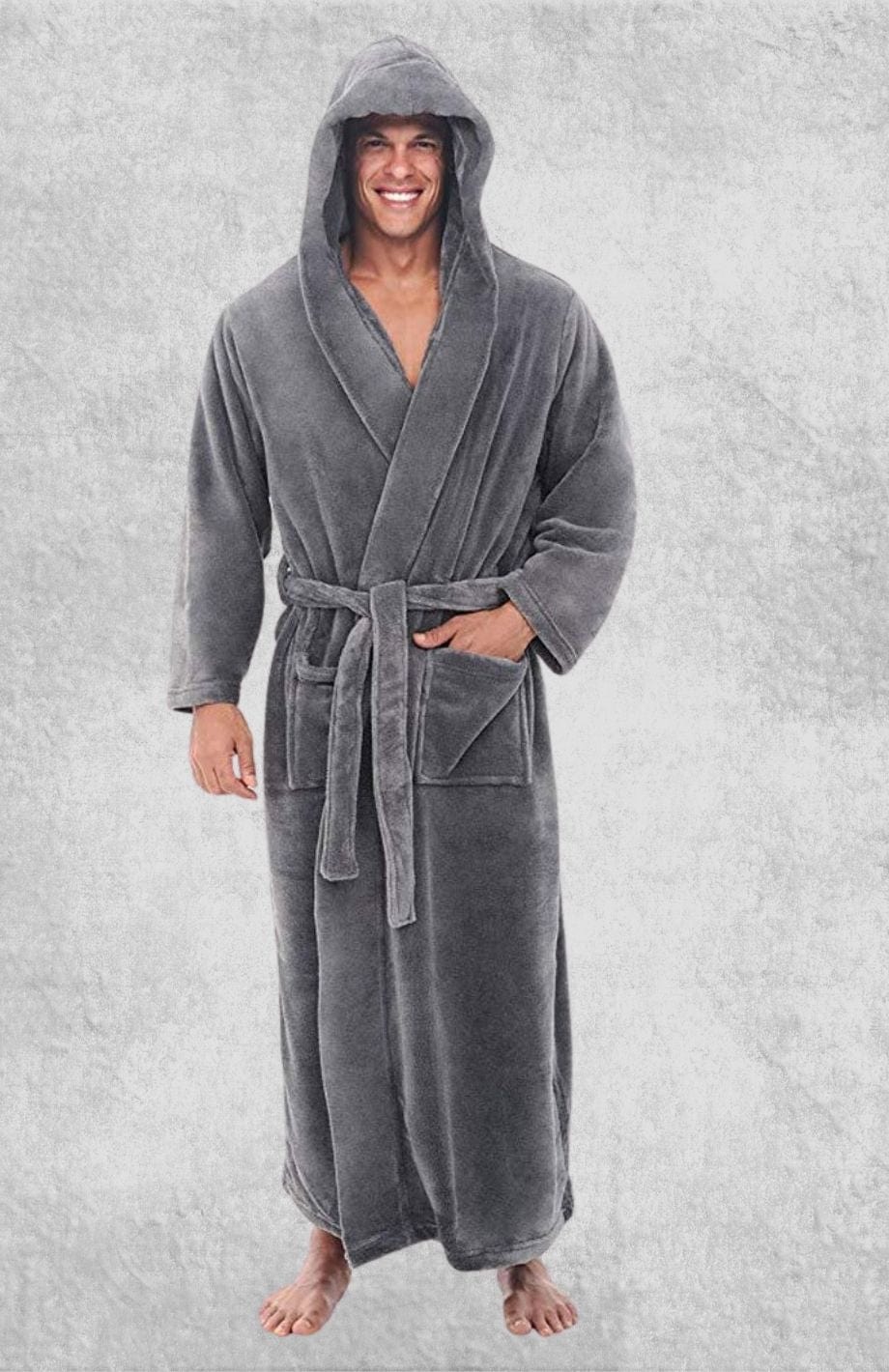 Robe De Chambre Homme Polaire Capuche | Polaire Studio GRIS / S