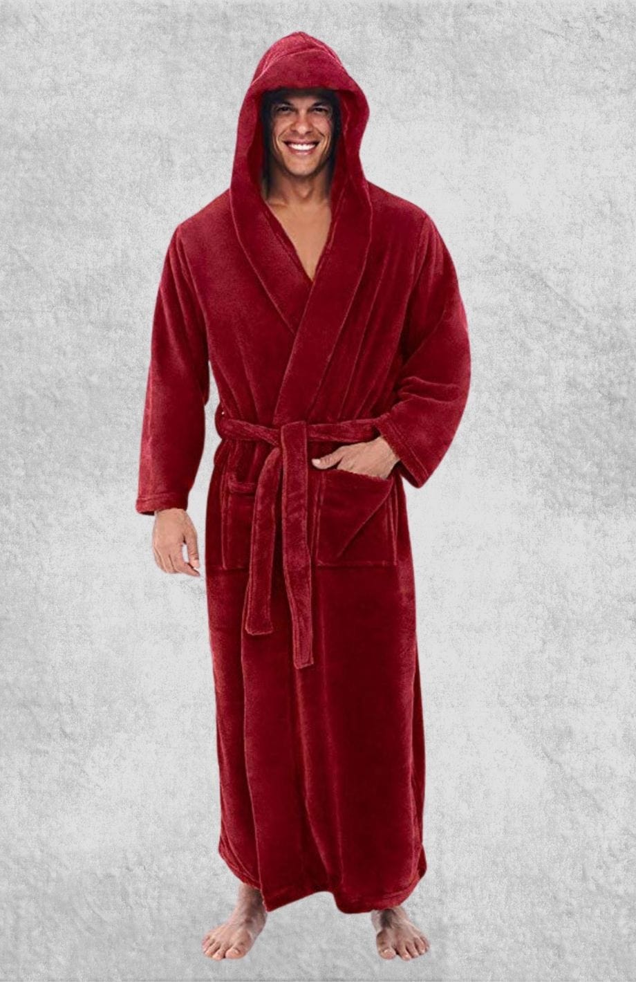 Robe De Chambre Homme Polaire Capuche | Polaire Studio ROUGE / S