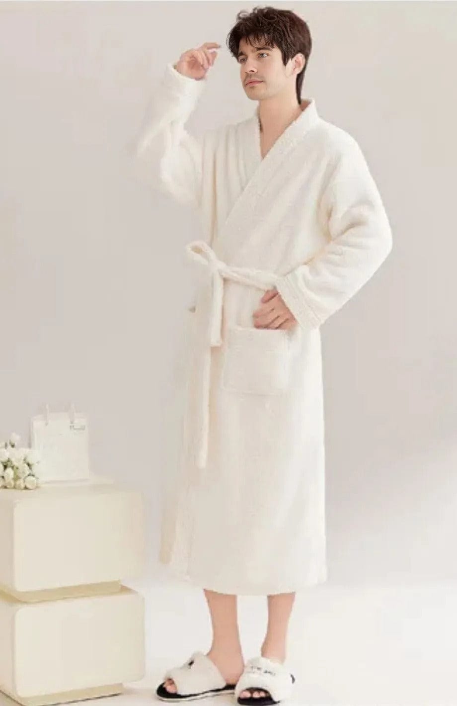 Robe De Chambre Longue Polaire | POLAIRE studio® BLANC / L 50-60KG