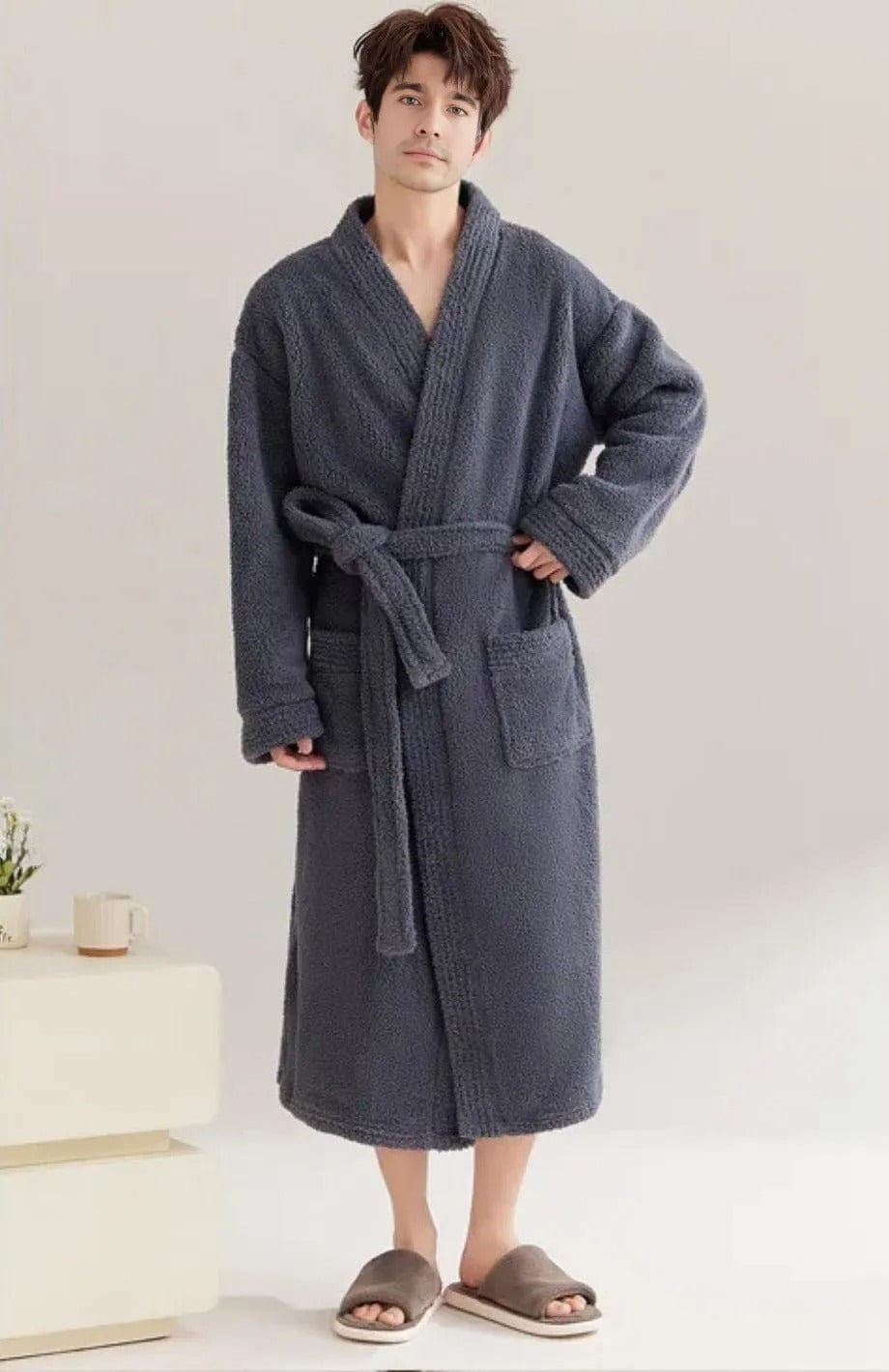 Robe De Chambre Longue Polaire | POLAIRE studio® GRIS / L 50-60KG