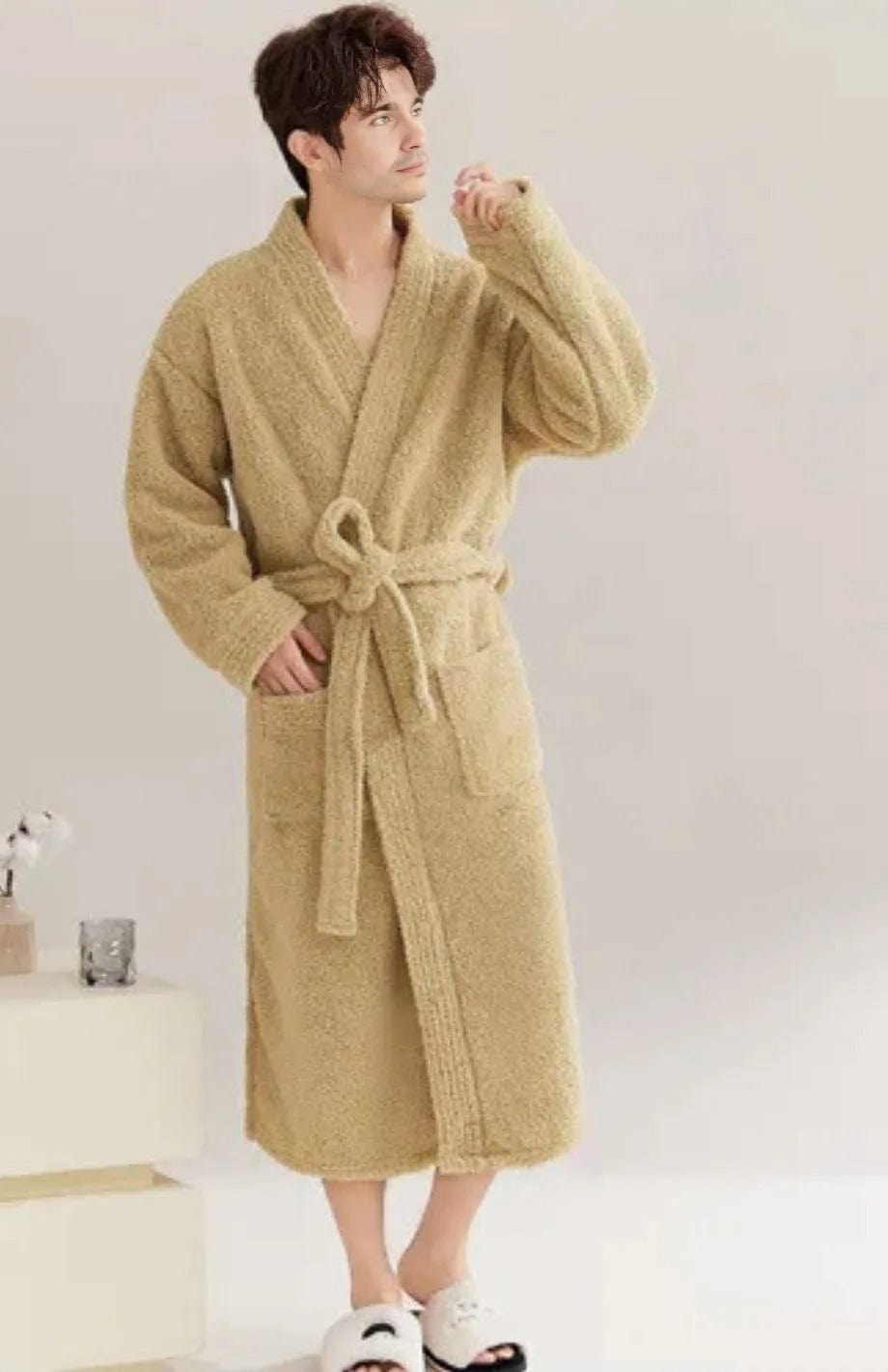 Robe De Chambre Longue Polaire | POLAIRE studio® MOUTARDE / L 50-60KG