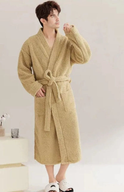 Robe De Chambre Longue Polaire | POLAIRE studio® MOUTARDE / L 50-60KG