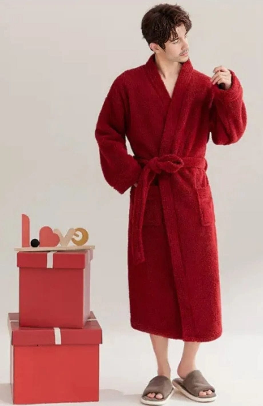 Robe De Chambre Longue Polaire | POLAIRE studio® ROUGE / L 50-60KG