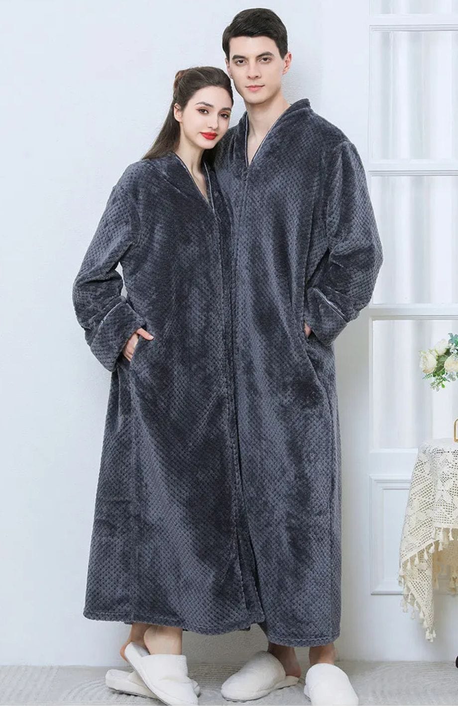Robe De Chambre Polaire Avec Fermeture Éclair | POLAIRE studio® GRIS / M