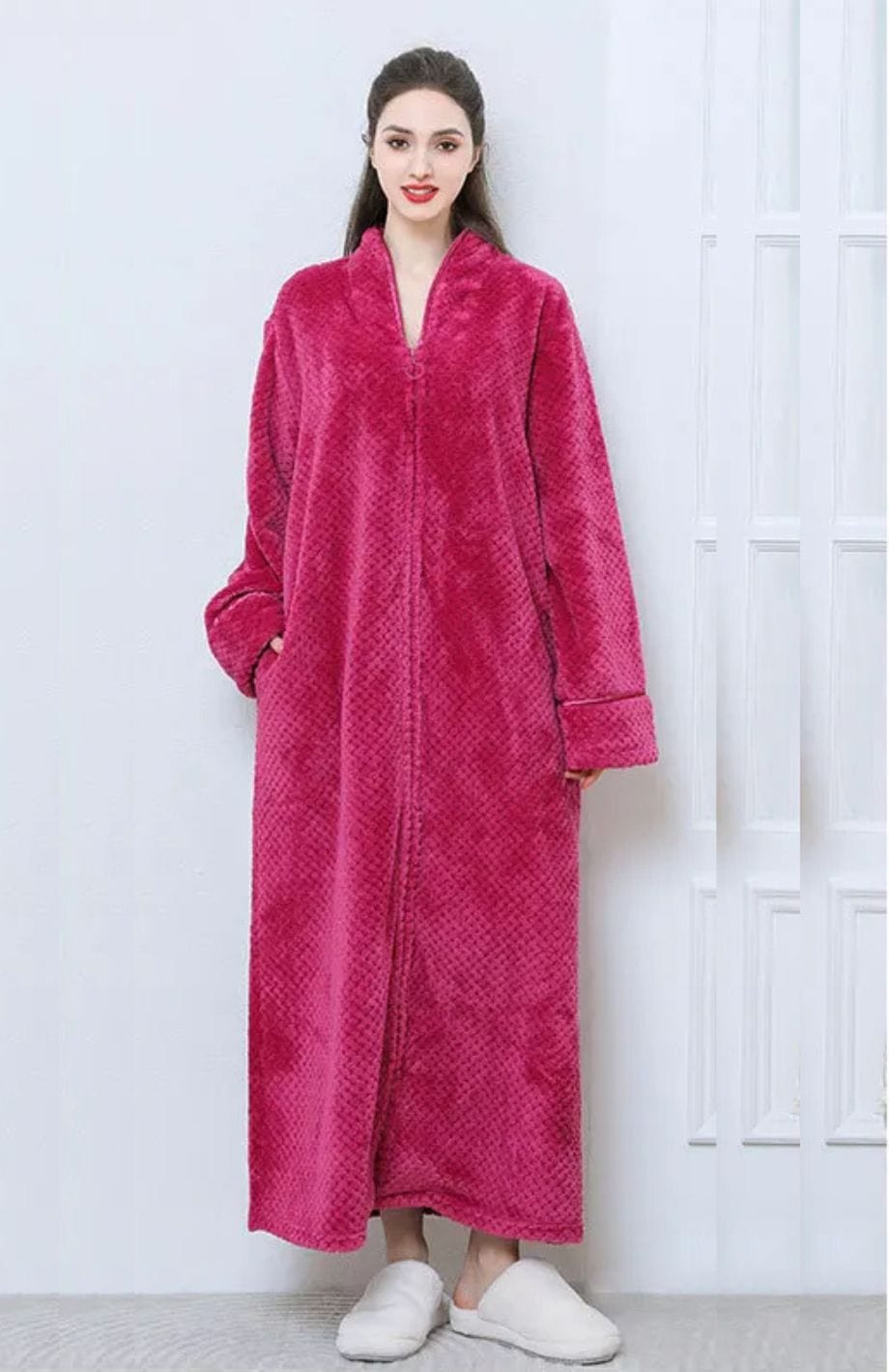 Robe De Chambre Polaire Avec Fermeture Éclair | POLAIRE studio® ROSE ROUGE / M