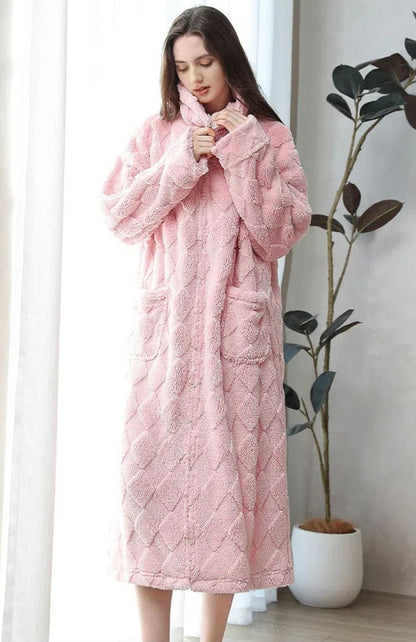 Robe De Chambre Polaire Femme Avec Fermeture Eclair | POLAIRE studio® ROSE / M