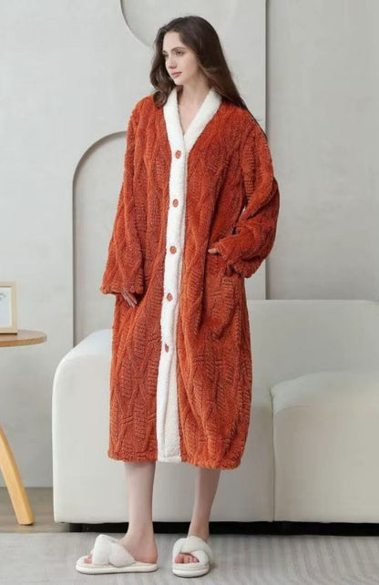 Robe De Chambre Polaire Femme Boutonnée | POLAIRE studio® ORANGE / M