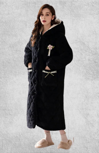 Robe De Chambre Polaire Femme Originale | Polaire Studio NOIR / M