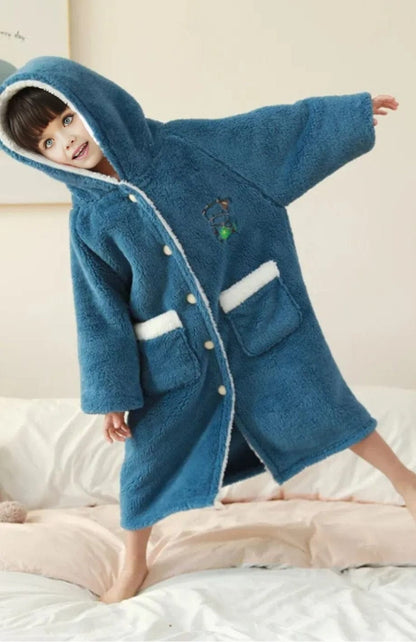 Robe De Chambre Polaire Fille | POLAIRE studio® BLEU CANARD / 5