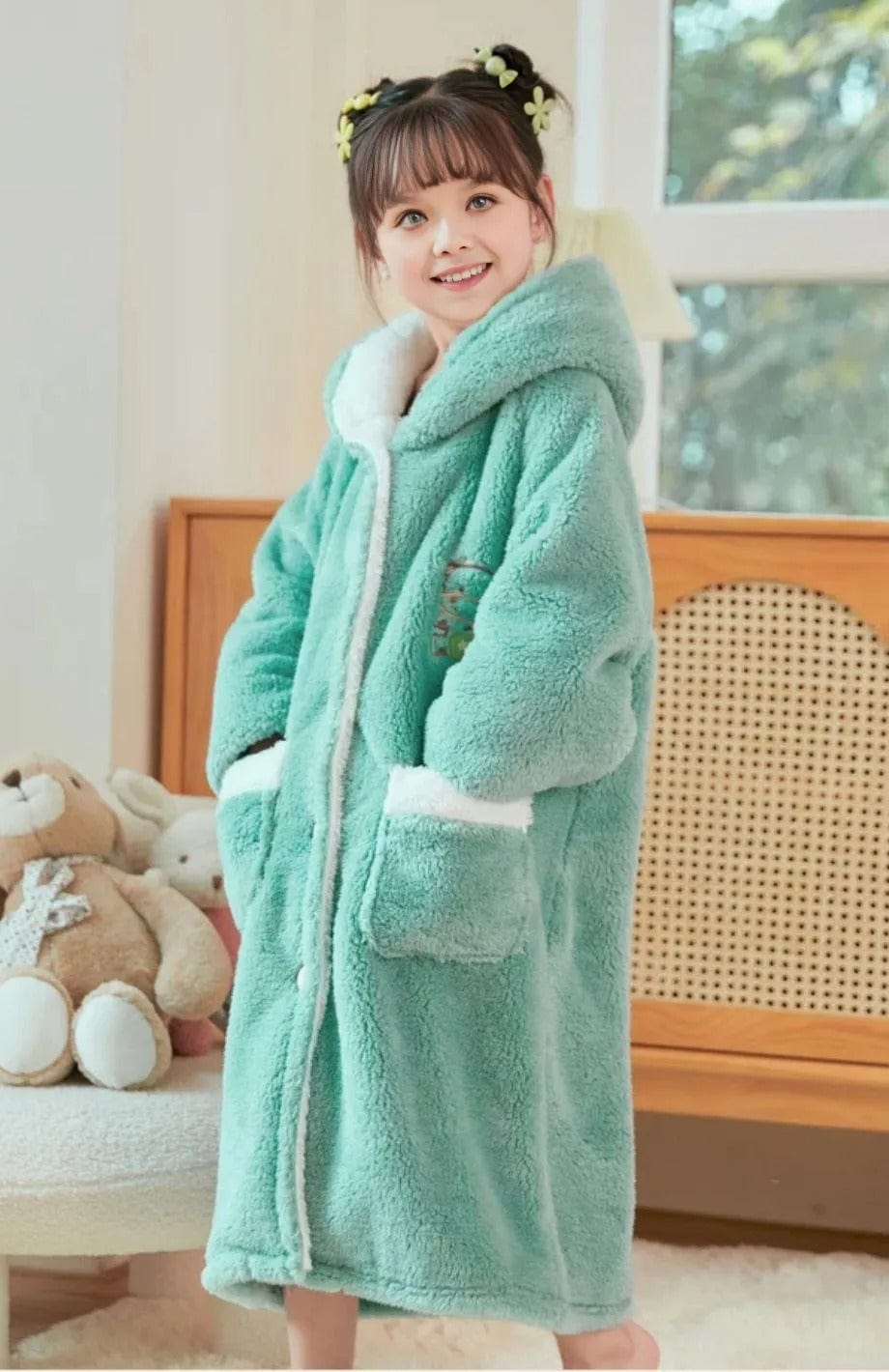 Robe De Chambre Polaire Fille | POLAIRE studio® VERT / 5