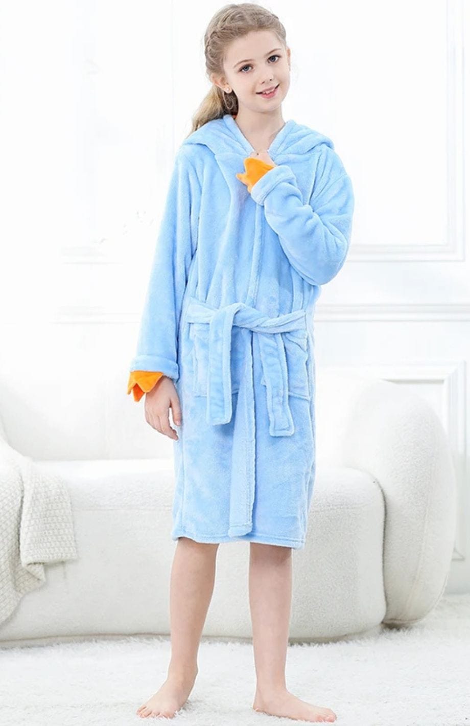 Robe De Chambre Polaire Fillette | POLAIRE studio® DINOSAURE BLEU / 6-7 ANS
