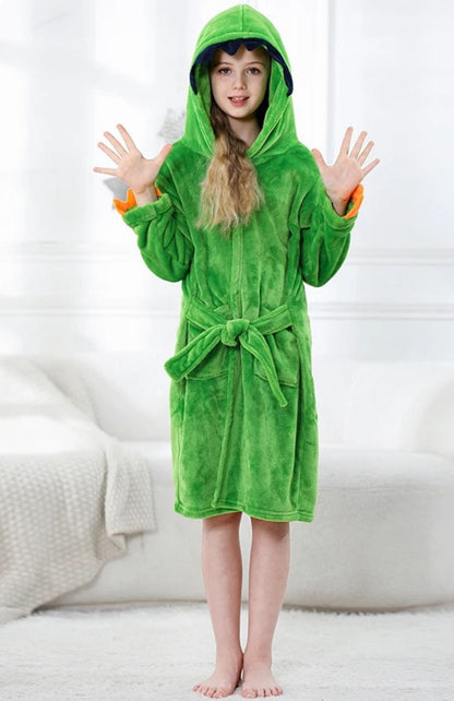 Robe De Chambre Polaire Fillette | POLAIRE studio® DINOSAURE VERT / 6-7 ANS